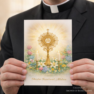 Cartes Pour Fêtes Annuelles Prêtre catholique Pâques floral eucharistique