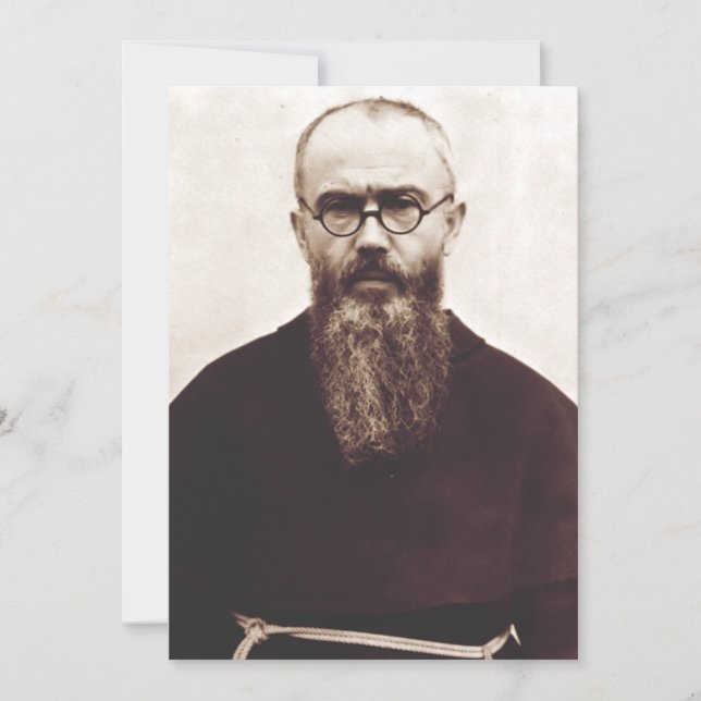 Cartes Pour Fêtes Annuelles Prêtre catholique polonais Saint Maximilian Kolbe (Devant)