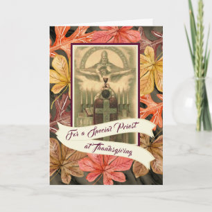 Cartes Pour Fêtes Annuelles Prêtre spécial Thanksgiving Feuilles d'automne