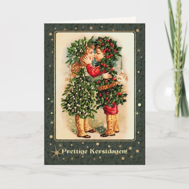 Cartes Pour Fêtes Annuelles Prettige Kerstdagen.Cartes de Noël en néerlandais (Devant)