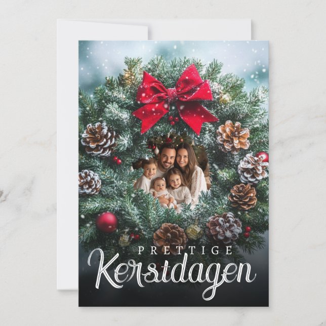 Cartes Pour Fêtes Annuelles Prettige Kerstdagen Foto Kerstkrans DennenAppans (Devant)