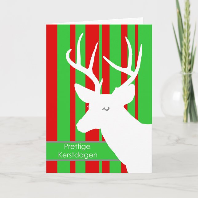 Cartes Pour Fêtes Annuelles Prettige Kerstdagen, Noël en néerlandais, Cerf (Devant)