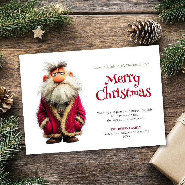 Cartes Pour Fêtes Annuelles Prickly Santa funny editable Christmas greeting  (Prickly Santa funny editable Christmas greeting card)