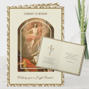 Cartes Pour Fêtes Annuelles Prière catholique de Pâques Résurrection de Jésus 