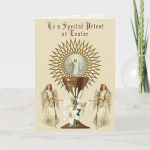 Cartes Pour Fêtes Annuelles Prière catholique de Pâques Résurrection Prêtre Jé