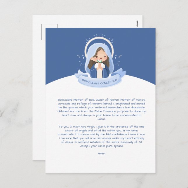 Cartes Pour Fêtes Annuelles Prière de la Vierge Marie de Kawaii (Devant / Derrière)