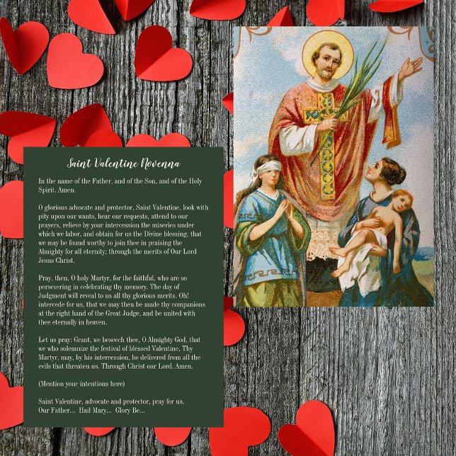 Cartes Pour Fêtes Annuelles Prière de Neuvaine au Saint-Valentin Catholique Ch (Religious Christian Catholic Saint Valentine Novenna Prayer Vintage Valentines Day Holiday Card)