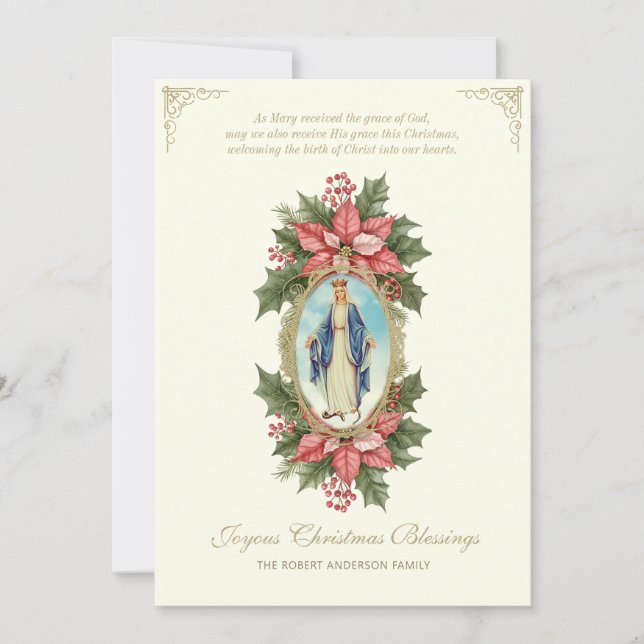 Cartes Pour Fêtes Annuelles Prière de Noël pour le pays Notre Dame de grâce (Devant)