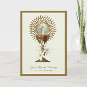 Cartes Pour Fêtes Annuelles Prière de Pâques Prêtre catholique Vintage résurre