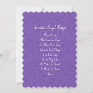 Cartes Pour Fêtes Annuelles Prière du Guardian Angel violet