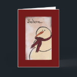 Cartes Pour Fêtes Annuelles Primitive Acrylique Peint Snowman Noël<br><div class="desc">D'abord peint en acrylique sur papier par Deborah Miller. Le bonhomme de neige primitif a un look ancien si vous aimez la rustique.</div>