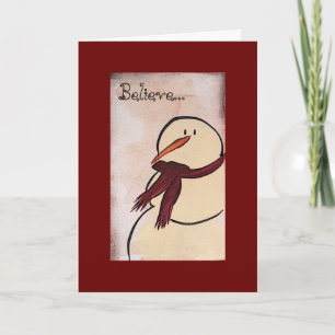 Cartes Pour Fêtes Annuelles Primitive Acrylique Peint Snowman Noël