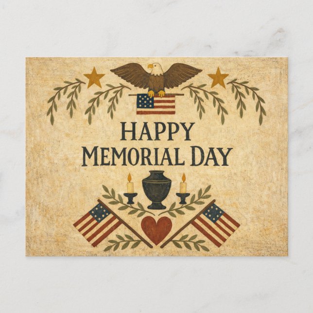 Cartes Pour Fêtes Annuelles Primitive Americana Memorial Day  (Devant)