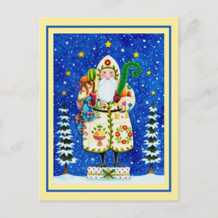 CARTES POUR FÊTES ANNUELLES PRIMITIVE FOLKART BALTIMORE QUILT PÈRE NOËL