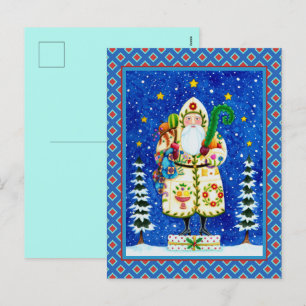 CARTES POUR FÊTES ANNUELLES PRIMITIVE FOLKART BALTIMORE QUILT PÈRE NOËL