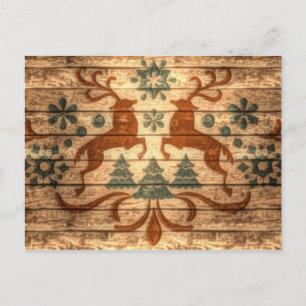 Cartes Pour Fêtes Annuelles Primitive Reindeer Snowflakes Nordic christmas