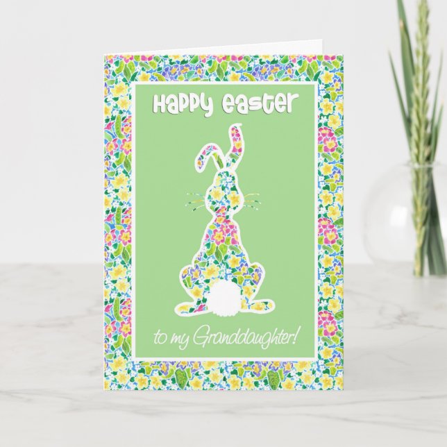 Cartes Pour Fêtes Annuelles Primroses mignonne lapin Pâques, petite-fille (Devant)