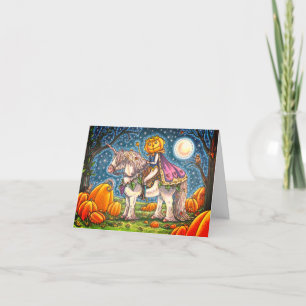 CARTES POUR FÊTES ANNUELLES PRINCE CITROUILLE SUR SON LICORNE MAGIQUE