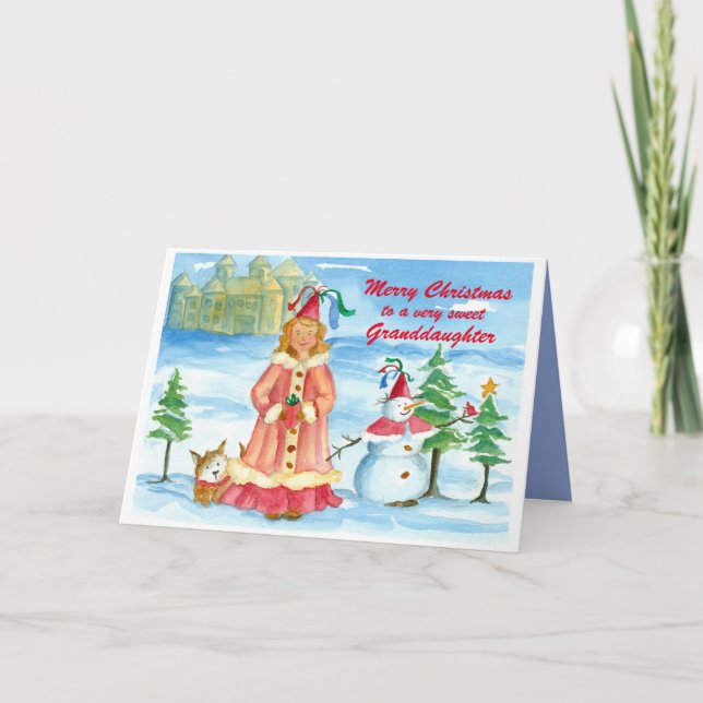 Cartes Pour Fêtes Annuelles Princesse Castle de petite-fille de Joyeux Noël (Devant)