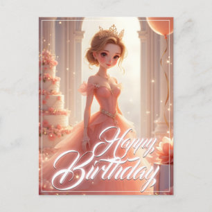 Cartes Pour Fêtes Annuelles Princesse d'anniversaire dans une robe rose de rêv