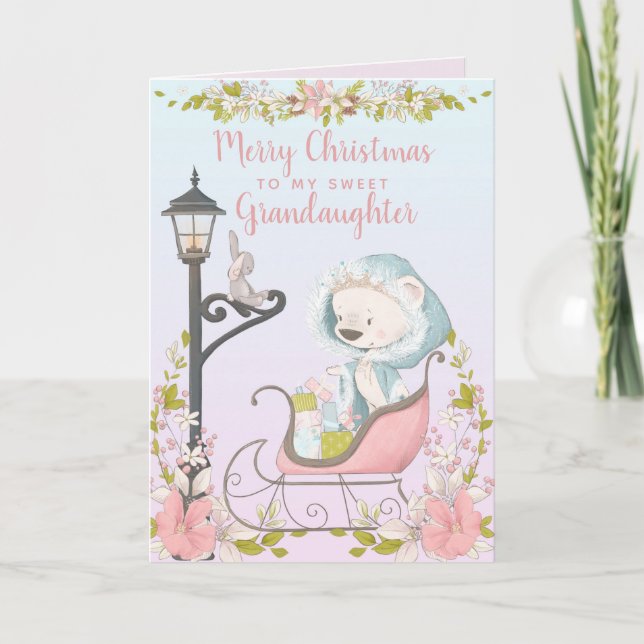 Cartes Pour Fêtes Annuelles "Princesse de Neige" Aquarelle-fille Noël (Devant)