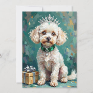 Cartes Pour Fêtes Annuelles Princesse Poodle Blanc Glamour Art de Noël