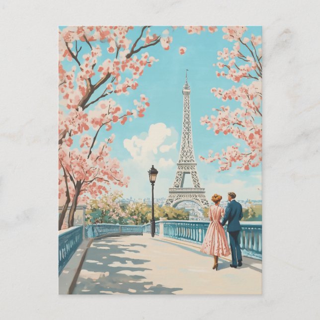 Cartes Pour Fêtes Annuelles Printemps romantique à Paris (Devant)