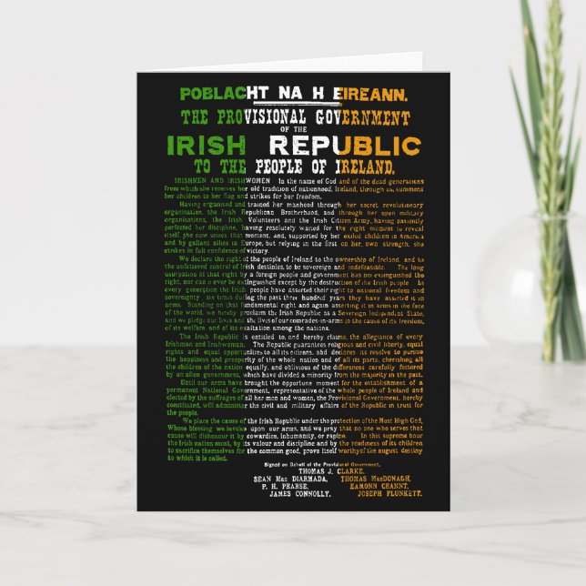 Cartes Pour Fêtes Annuelles Proclamation de Pâques sur la République d'Irlande (Devant)