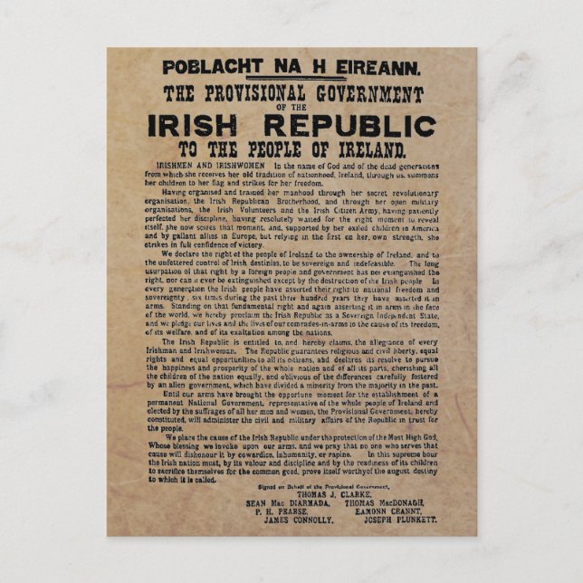 Cartes Pour Fêtes Annuelles Proclamation de Pâques sur la République d'Irlande (Devant)