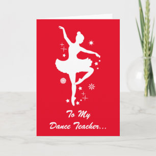 Cartes Pour Fêtes Annuelles Professeur de danse Joyeuses vacances Ballerina Si