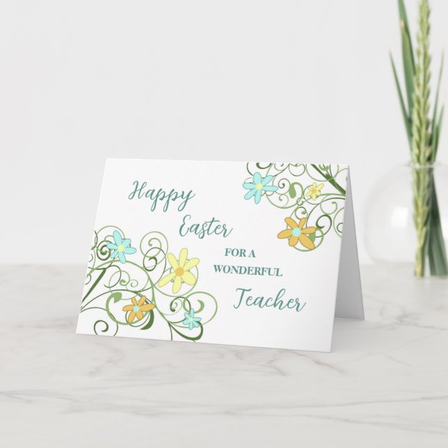 Cartes Pour Fêtes Annuelles Professeur de fleurs de printemps Joyeux Pâques (Devant)