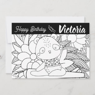 Cartes Pour Fêtes Annuelles Professeur de yoga Panda Anniversaire Floral Color