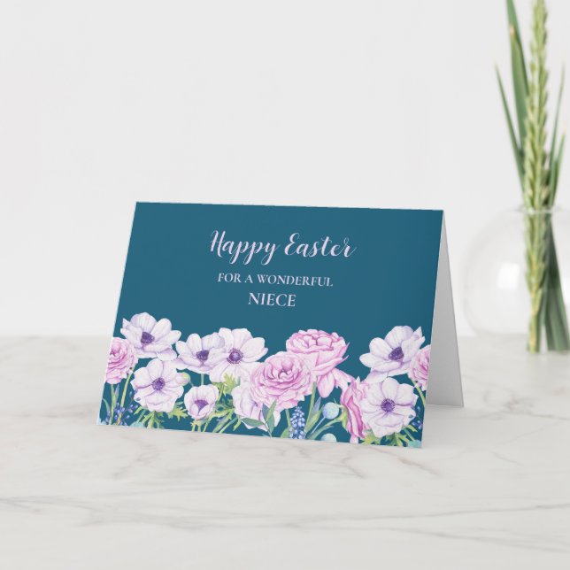 Cartes Pour Fêtes Annuelles Professeur Floral Violet Bonne Nièce (Devant)