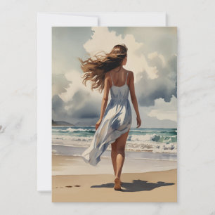 Cartes Pour Fêtes Annuelles Promenade Brise d'Été Aquarelle Plage 