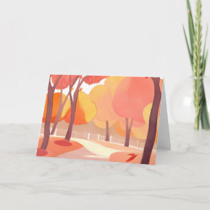 Cartes Pour Fêtes Annuelles Promenade dans le feuillage d'automne Aquarelle