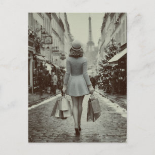 Cartes Pour Fêtes Annuelles Promenade d'hiver shopping à Paris