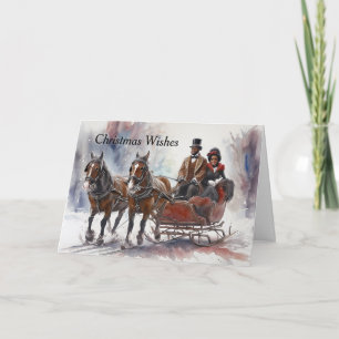 Cartes Pour Fêtes Annuelles Promenade en traîneau de Noël afro-américaine