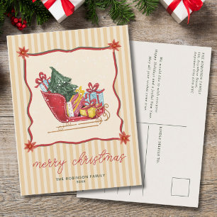 Cartes Pour Fêtes Annuelles Promenade en traîneau Noël rayures Non Photo