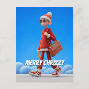 Cartes Pour Fêtes Annuelles Promeneur de Noël Moderne Tendance