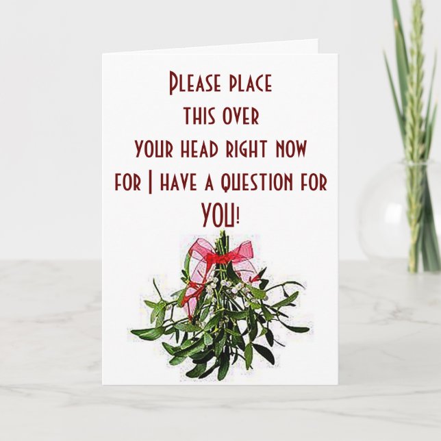 CARTES POUR FÊTES ANNUELLES PROPOSITION DE NOËL DE MARIAGE-AVEC MISTLETOE (Devant)