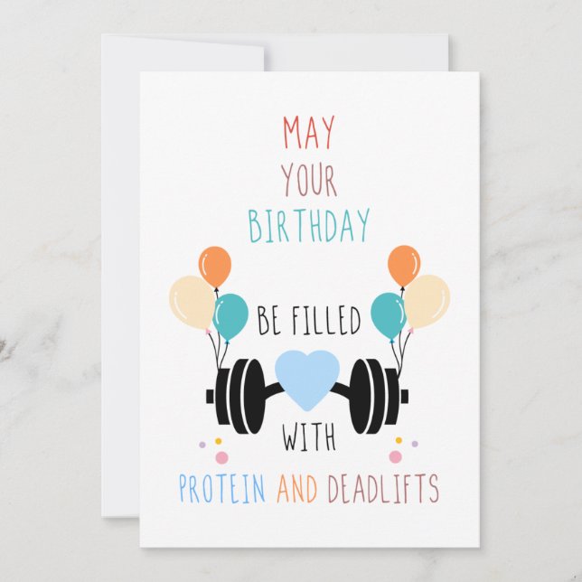 Cartes Pour Fêtes Annuelles Protein and Deadlifts Happy Birthday Card  (Devant)