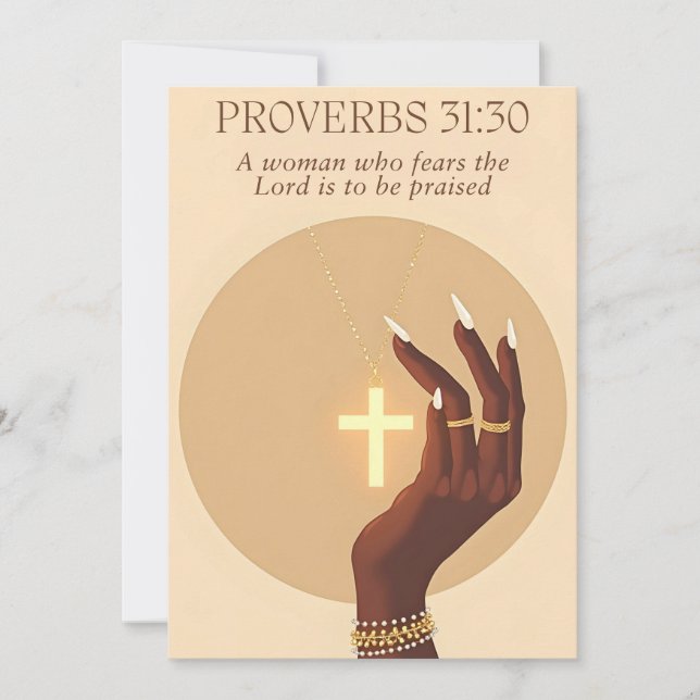 Cartes Pour Fêtes Annuelles Proverbs 31:30 Faith & Grace Inspirational Art (Devant)
