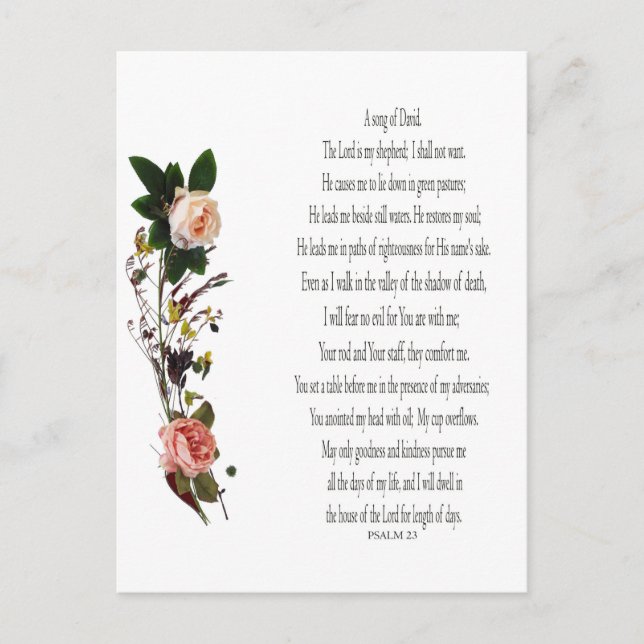 Cartes Pour Fêtes Annuelles Psaume 23, Chanson de David Postcard (Devant)