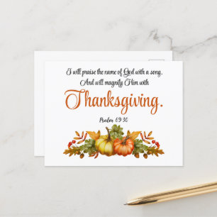 Cartes Pour Fêtes Annuelles Psaume 69:30 Thanksgiving Scripture Citrouille Aut