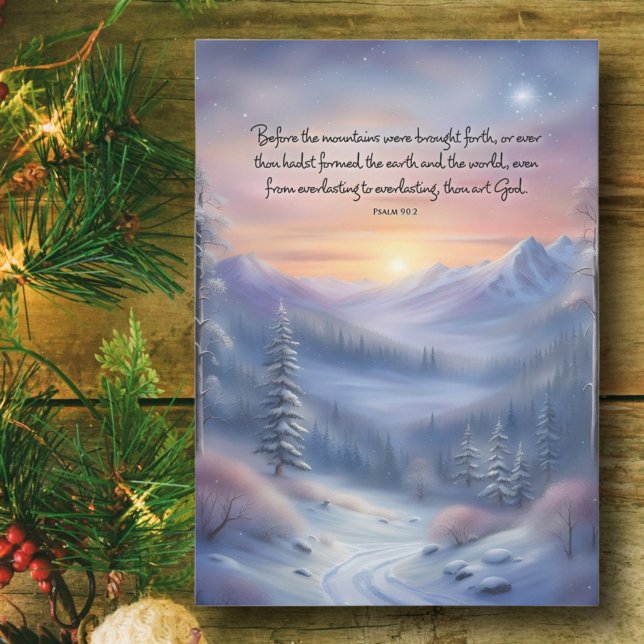 Cartes Pour Fêtes Annuelles Psaumes Bible Verse Paysage hivernal Noël (Créateur téléchargé)