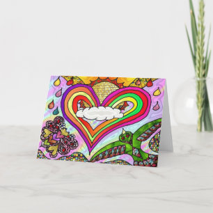 Cartes Pour Fêtes Annuelles Psychédélic Rainbow Heart