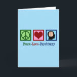 Cartes Pour Fêtes Annuelles Psychiatrie d'amour de paix de psychiatre<br><div class="desc">Psychiatrie d'amour de paix. Un cadeau mignon de Noël de psychiatre comportant un signe de paix,  un coeur,  et un esprit humain. Assez un actuel pour une infirmière psychiatrique qui travaille avec des patients de santé mentale dans une salle d'hôpital psychiatrique.</div>