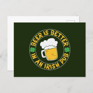 Cartes Pour Fêtes Annuelles pub irlandais cool bière mot art