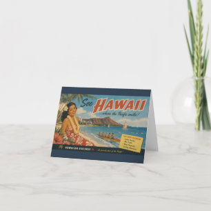 Cartes Pour Fêtes Annuelles Publicité de voyage hawaïen de style vintage