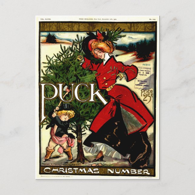 Cartes Pour Fêtes Annuelles Puck Magazine Noël 1900 (Devant)